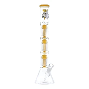 Bongo szklane potrójna tuba Tabun żółta 45 cm