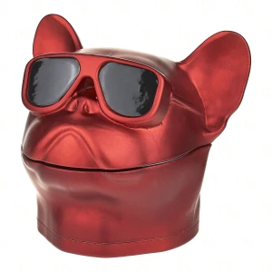 Młynek Pug Bulldog Elegancki Akryl i Metal czerwon